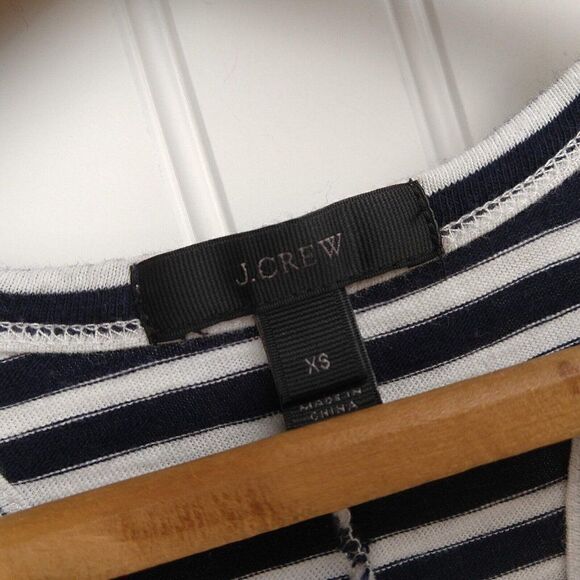 J Crew Racerback Striped Tank Dress Size XS Navy Blue White Slub Knit Sleeveless - Picture 4 of 7